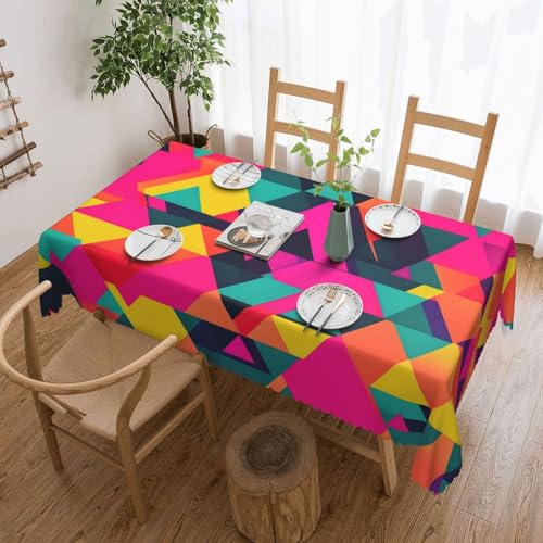 MGGAklp Rechteckige Tischdecke mit buntem Dreiecksdruck, waschbar, für Esszimmer, Party, drinnen und draußen MGGAklp Rechteckige Tischdecke mit buntem Dreiecksdruck, waschbar, für Esszimmer, Party, drinnen und draußen von MGGAklp