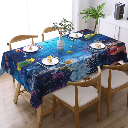 MGGAklp Rechteckige Tischdecke mit buntem Ozean-Motiv, waschbar, für Esszimmer, Party, drinnen und draußen von MGGAklp