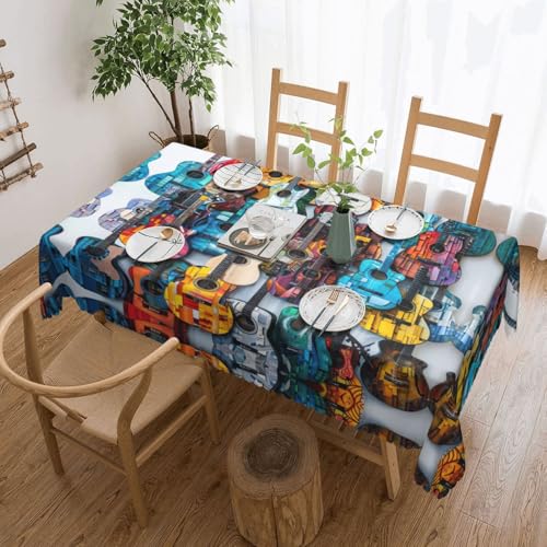 MGGAklp Rechteckige Tischdecke mit farbigem Akustik- und Gitarren-Druck, waschbar, Tischdecke für Esszimmer, Party, drinnen und draußen MGGAklp Rechteckige Tischdecke mit farbigem Akustik- und Gitarren-Druck, waschbar, Tischdecke für Esszimmer, Party, drinnen und draußen von MGGAklp