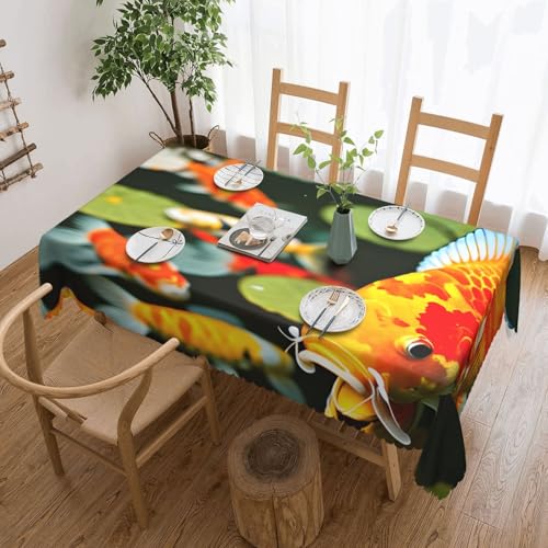 MGGAklp Rechteckige Tischdecke mit japanischem Koi-Fischdruck, waschbar, für Esszimmer, Party, drinnen und draußen von MGGAklp