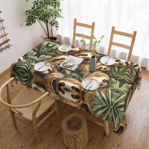 MGGAklp Rechteckige Tischdecke mit niedlichem Faultier-Druck, waschbar, für Esszimmer, Party, drinnen und draußen MGGAklp Rechteckige Tischdecke mit niedlichem Faultier-Druck, waschbar, für Esszimmer, Party, drinnen und draußen von MGGAklp