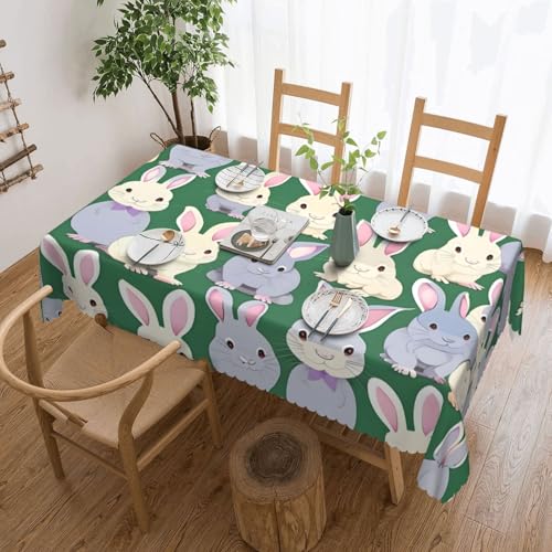 MGGAklp Rechteckige Tischdecke mit niedlichem Hasenmotiv, waschbar, für Esszimmer, Party, drinnen und draußen MGGAklp Rechteckige Tischdecke mit niedlichem Hasenmotiv, waschbar, für Esszimmer, Party, drinnen und draußen von MGGAklp