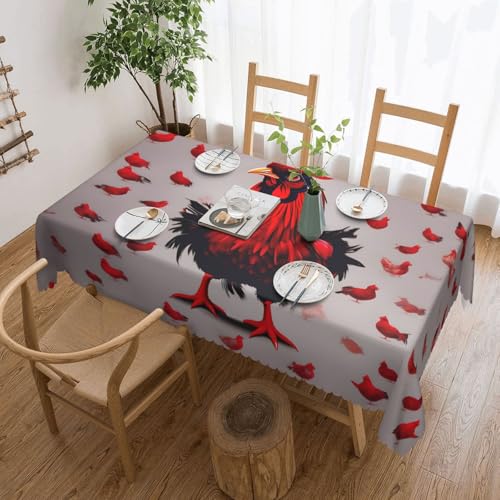 MGGAklp Rechteckige Tischdecke mit rotem Hühnermotiv, waschbar, für Esszimmer, Party, drinnen und draußen von MGGAklp