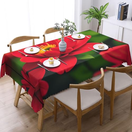 MGGAklp Rechteckige Tischdecke mit schönem Blumendruck, waschbar, für Esszimmer, Party, drinnen und draußen, Rot von MGGAklp