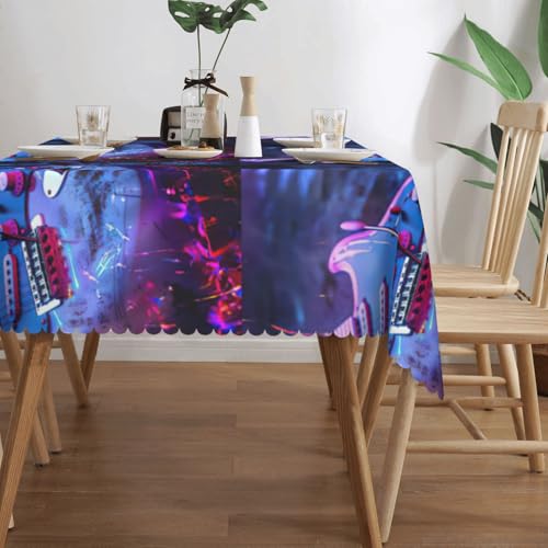 MGGAklp Rechteckige Tischdecke mit schönem Gitarrendruck, waschbar, für Esszimmer, Party, drinnen und draußen von MGGAklp