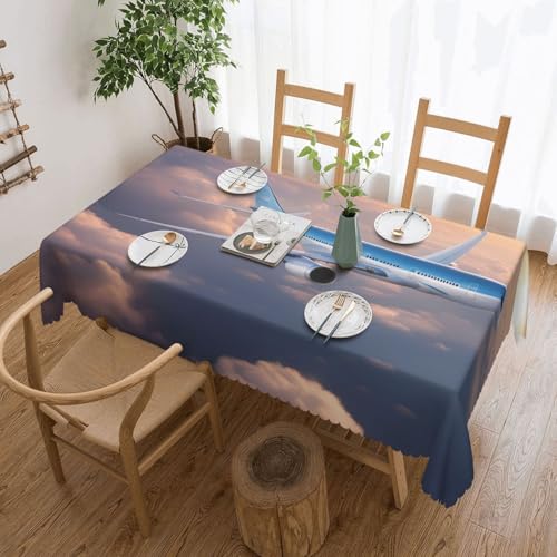 MGGAklp Rechteckige Tischdecke mit schönem Himmelsflugzeug-Druck, waschbare Tischdecke für Esszimmer, Party, drinnen und draußen von MGGAklp