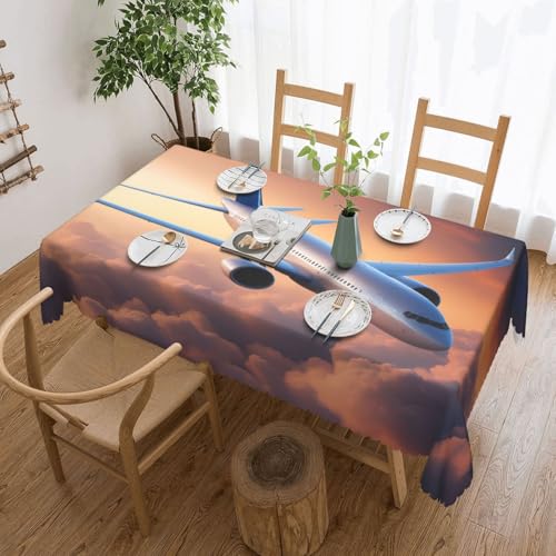 MGGAklp Rechteckige Tischdecke mit schönem Himmelsflugzeug-Druck, waschbare Tischdecke für Esszimmer, Party, drinnen und draußen von MGGAklp