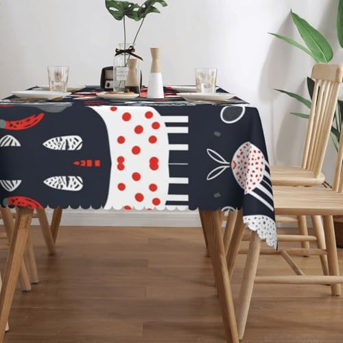 MGGAklp Rechteckige Tischdecke mit skandinavischem Tierdruck, waschbar, für Esszimmer, Party, drinnen und draußen MGGAklp Rechteckige Tischdecke mit skandinavischem Tierdruck, waschbar, für Esszimmer, Party, drinnen und draußen von MGGAklp