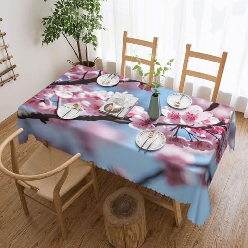 MGGAklp Rechteckige Tischdecke mit verführerischem Kirschblüten-Druck, waschbar, Tischdecke für Esszimmer, Party, drinnen und draußen von MGGAklp