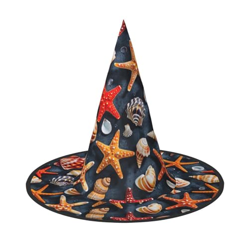 MGGAklp Seestern und Muschelmuster Druck Party Hut Halloween Karneval Hexen Hüte für Mottopartys Urlaub Dekor MGGAklp Seestern und Muschelmuster Druck Party Hut Halloween Karneval Hexen Hüte für Mottopartys Urlaub Dekor von MGGAklp