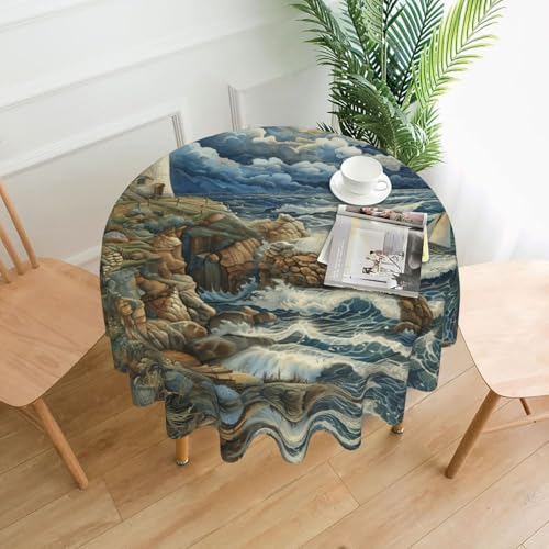 MGGAklp Tischdecke mit Leuchtturm-Motiv, waschbar, wiederverwendbar, für Zuhause, Urlaub, Party-Dekoration MGGAklp Tischdecke mit Leuchtturm-Motiv, waschbar, wiederverwendbar, für Zuhause, Urlaub, Party-Dekoration von MGGAklp