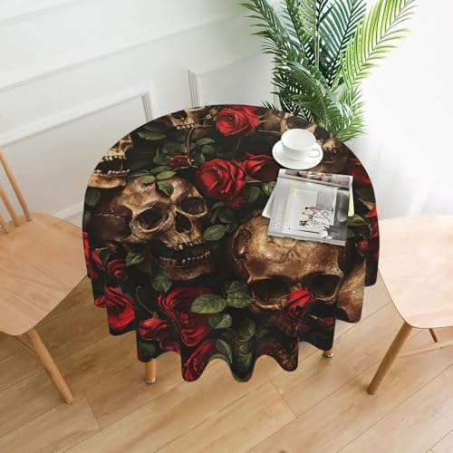MGGAklp Tischdecke mit Totenkopf und roten Rosen, waschbar, wiederverwendbar, für Zuhause, Urlaub, Party-Dekoration MGGAklp Tischdecke mit Totenkopf und roten Rosen, waschbar, wiederverwendbar, für Zuhause, Urlaub, Party-Dekoration von MGGAklp