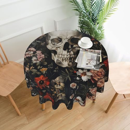 MGGAklp Tischdecke mit floralem Totenkopf-Druck, waschbar, wiederverwendbar, für Zuhause, Urlaub, Party-Dekoration MGGAklp Tischdecke mit floralem Totenkopf-Druck, waschbar, wiederverwendbar, für Zuhause, Urlaub, Party-Dekoration von MGGAklp