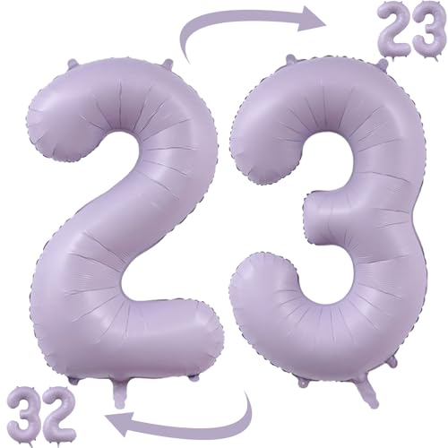 Luftballons zum 23. Geburtstag, Lavendel, Pastellviolett, staubiges Hellviolett, 101,6 cm, Flieder, große Zahl 23, Heliumballons für Mädchen, süße 23. oder 32. Geburtstag, Party-Dekorationen Luftballons zum 23. Geburtstag, Lavendel, Pastellviolett, staubiges Hellviolett, 101,6 cm, Flieder, große Zahl 23, Heliumballons für Mädchen, süße 23. oder 32. Geburtstag, Party-Dekorationen von MGJSRNH