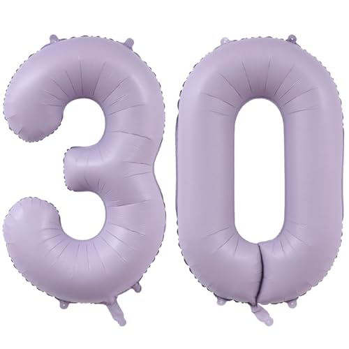 Luftballons zum 30. Geburtstag, Lavendel, Pastell, Lila, staubiges Hellviolett, 101,6 cm, Flieder, große Zahl 30, Heliumballons für Frauen, süße 30-jährige Geburtstagsparty-Dekorationen Luftballons zum 30. Geburtstag, Lavendel, Pastell, Lila, staubiges Hellviolett, 101,6 cm, Flieder, große Zahl 30, Heliumballons für Frauen, süße 30-jährige Geburtstagsparty-Dekorationen von MGJSRNH