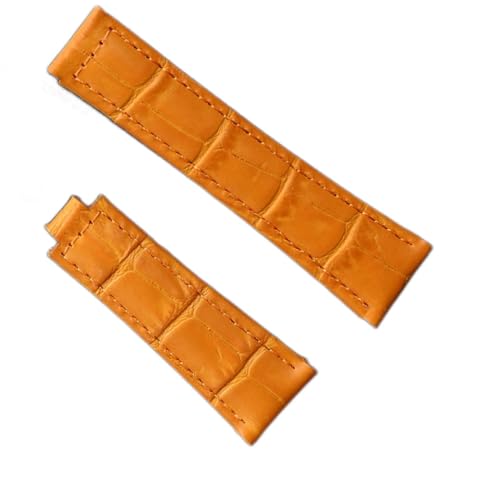MGRAS Lederband 20mm Uhren Zubehör Damenband Lederband Herren Fit for Rolex Uhrenarmbänder (Color : Orange, Size : with Silver Gold) von MGRAS