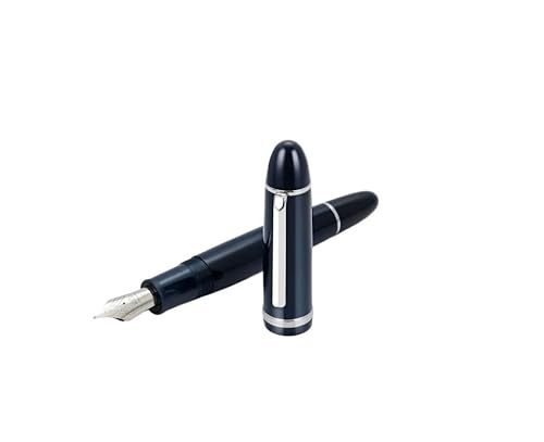 MGTCAR Acryl-Füllfederhalter, schwarze Tinte, Stift, Studenten, Schule, Schreibwaren, Geschäft, Bürobedarf, Stifte (dunkelblauer, silberfarbener Clip) von MGTCAR