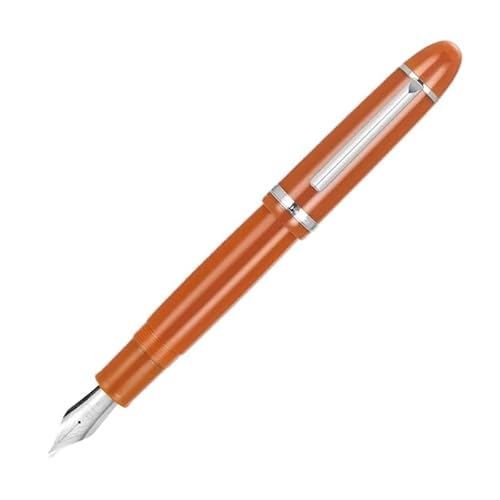 MGTCAR Acryl-Füllfederhalter, schwarze Tinte, Stift, Studenten, Schule, Schreibwaren, Geschäft, Bürobedarf, Stifte (orangefarbener silberfarbener Clip) von MGTCAR