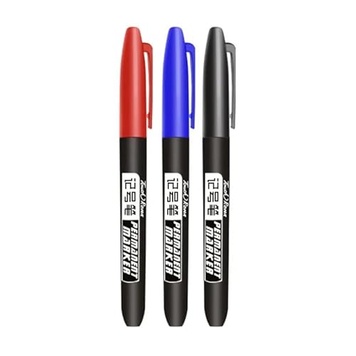 MGTCAR Permanentmarker, wasserfeste Tinte, feine Spitze, schwarz, blau, rot, Öltinte, 1,5 mm, runde Spitze, feine Farbmarker, 3 Stück (3 Stück gemischte Farben) von MGTCAR