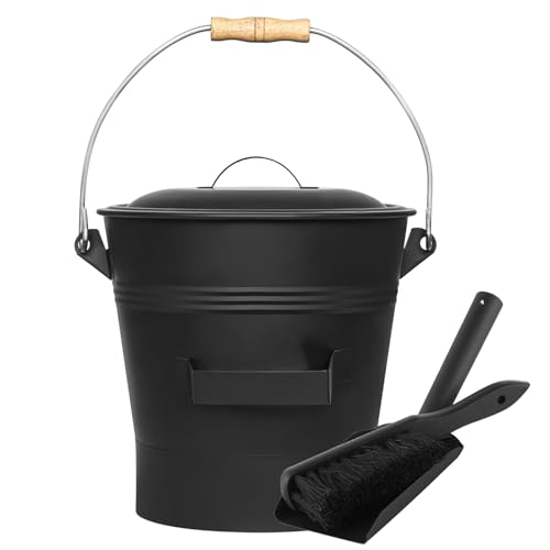 Ascheeimer mit Deckel 10 Liter, Reinigungsbürste, Schaufel, Aschetonne Kohleeimer Werkzeugset Zubehör für Kamin, Kohleeimer-Set zur Aufbewahrung von heißer und kalter Asche, Schwarzer Kaminkohleeimer Ascheeimer mit Deckel 10 Liter, Reinigungsbürste, Schaufel, Aschetonne Kohleeimer Werkzeugset Zubehör für Kamin, Kohleeimer-Set zur Aufbewahrung von heißer und kalter Asche, Schwarzer Kaminkohleeimer von MGiessca