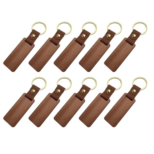 10 Stück Rohlinge aus Holz, Schlüsselanhänger, Zubehör, unlackiert, rechteckig, Holzschilder für und Gravur von MHADBKH