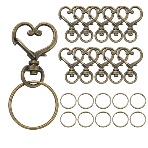 10 x herzförmige Drehhaken mit Ringen, Schlüsselanhänger-Zubehör, Schmuckzubehör für Handwerk-Enthusiasten 10 x herzförmige Drehhaken mit Ringen, Schlüsselanhänger-Zubehör, Schmuckzubehör für Handwerk-Enthusiasten von MHADBKH