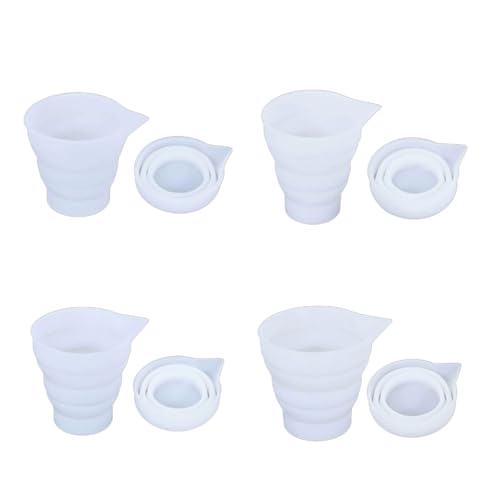 4 x faltbare Silikonform für Schmuck, Kunstharz, Gießformen, Messbecher mit Skala, Harzmischbecher, Schmuckhandwerk von MHADBKH