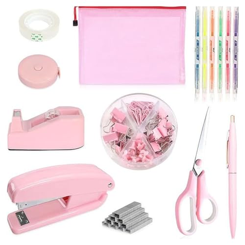 Bürobedarf-Set mit Reißverschluss, farbiger Textmarker, Büroklammer, Pinnnadeln, transparentes Klebeband und Spender für Büro Bürobedarf-Set mit Reißverschluss, farbiger Textmarker, Büroklammer, Pinnnadeln, transparentes Klebeband und Spender für Büro von MHADBKH