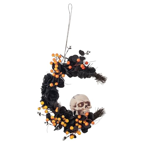 Halloween-Mond-Kranz mit Türdekoration, für Zuhause, Party, dekorative Girlanden, festliches Display Halloween-Mond-Kranz mit Türdekoration, für Zuhause, Party, dekorative Girlanden, festliches Display von MHADBKH