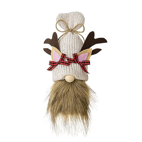 MHADBKH 1 x Weihnachtsdekoration, weißer Hut, Hirschpuppe, gesichtslose Puppe, Weihnachtsdekoration von MHADBKH