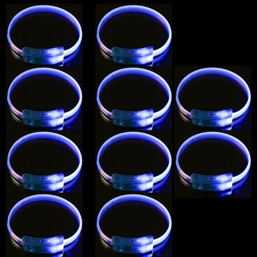MHADBKH 10 x mehrfarbige LED-Armbänder, leuchtende Armbänder für Geburtstage und Raves, blinkende Armbänder, Partyzubehör, LED-Armbänder von MHADBKH