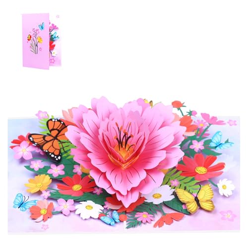 MHADBKH 3D Grußkarte Mit Umschlag Für Mutter Eleganter Blumen Schmetterlingspapierkarte Feierkarte Handgemachte Karte Für Frauen von MHADBKH