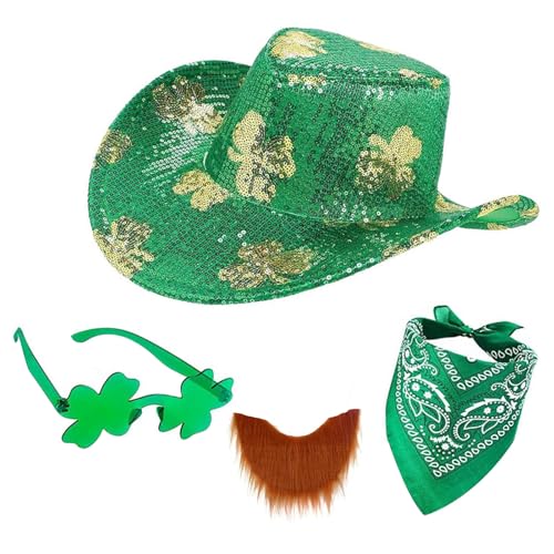 MHADBKH 3pieces Festival Day Led Light Up Cow Boy Mit Glitzern Pailletten Clovers Designs for Festival Feier MHADBKH 3pieces Festival Day Led Light Up Cow Boy Mit Glitzern Pailletten Clovers Designs for Festival Feier von MHADBKH