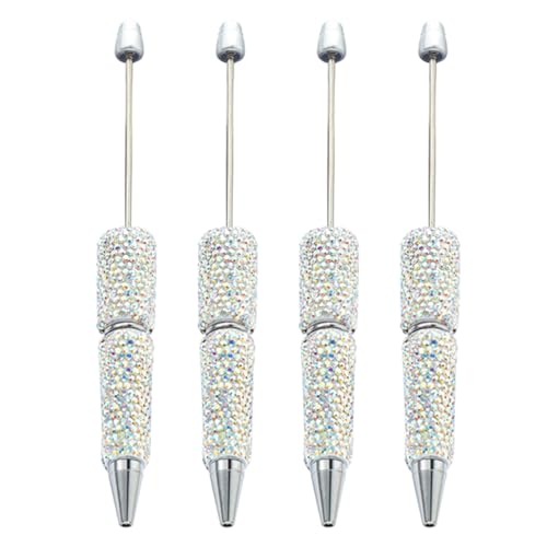 MHADBKH 4 x Perlen-Perlen-Kugelschreiber, weicher Schreibstift, 1,0 mm, Schreibwarenstift mit Strasssteinen von MHADBKH