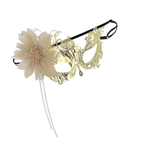 MHADBKH Blumen-Strass-Maskerade mit Stab, Metall, halbes Gesicht für Damen, Maskerade, Abschlussball, Halloween, Cosplay, Partys, Kostüm von MHADBKH