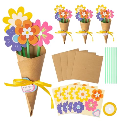 MHADBKH Blumensträuße, Bastelset, 24 Stück, Muttertags-Blumen-Geburtstagskarten für Schwester, Kind, erste Grüße, Geburtstagskarten, Schule MHADBKH Blumensträuße, Bastelset, 24 Stück, Muttertags-Blumen-Geburtstagskarten für Schwester, Kind, erste Grüße, Geburtstagskarten, Schule von MHADBKH