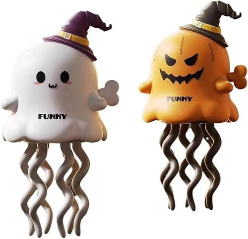 MHADBKH Halloween-Spielzeug zum Aufziehen, animierter Geist und Kürbis mit Hexenhüten, kriechende Tischdekoration für Zuhause, Büro, Party, Halloween-Dekoration, 2 Stück von MHADBKH
