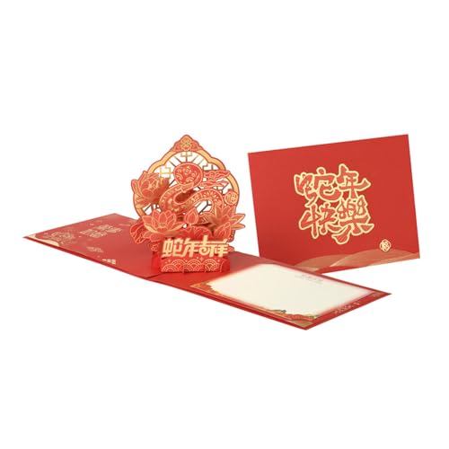 MHADBKH Handschrift 3D Spring Festival Grußkarte Mit Umschlag 2025 Jahr Der Snake Blessing Card Neujahr Zubehör von MHADBKH