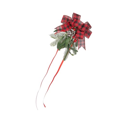 MHADBKH Stuhlrückseite mit Schleife und Tannennadel, Blumenverzierung, Weihnachten, Hochzeit, Gang, Stuhldekoration, Festivalzubehör MHADBKH Stuhlrückseite mit Schleife und Tannennadel, Blumenverzierung, Weihnachten, Hochzeit, Gang, Stuhldekoration, Festivalzubehör von MHADBKH