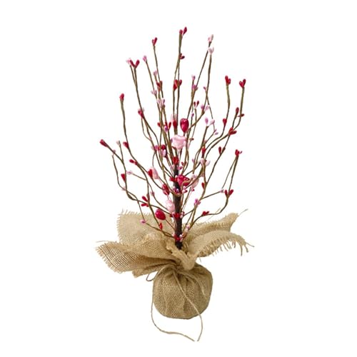 MHADBKH Valentinstags-Beeren-Herz-Tischbaum mit Zementsockel, Tischdekoration für Valentinstag, Heimdekoration, mit Jute-Basis MHADBKH Valentinstags-Beeren-Herz-Tischbaum mit Zementsockel, Tischdekoration für Valentinstag, Heimdekoration, mit Jute-Basis von MHADBKH