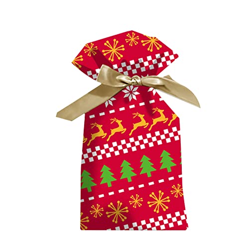 MHADBKH Weihnachtstasche mit Aufbewahrungsbeuteln für Kinder, Festival, Süßigkeiten, Kekse, Verpackung, 50 Stück von MHADBKH