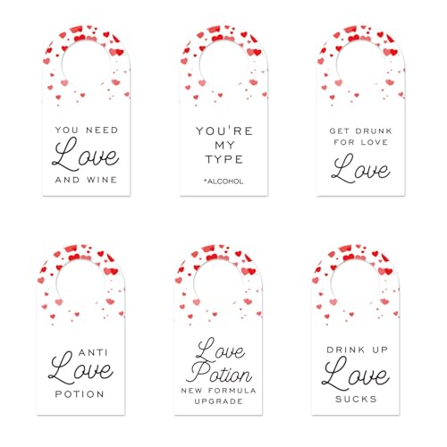 MHADBKH Weinflaschenaufhänger zum Valentinstag, für Feiern, dekorative Champagnerflaschen-Halsetiketten, Hochzeit, Partyzubehör, 6 Stück MHADBKH Weinflaschenaufhänger zum Valentinstag, für Feiern, dekorative Champagnerflaschen-Halsetiketten, Hochzeit, Partyzubehör, 6 Stück von MHADBKH
