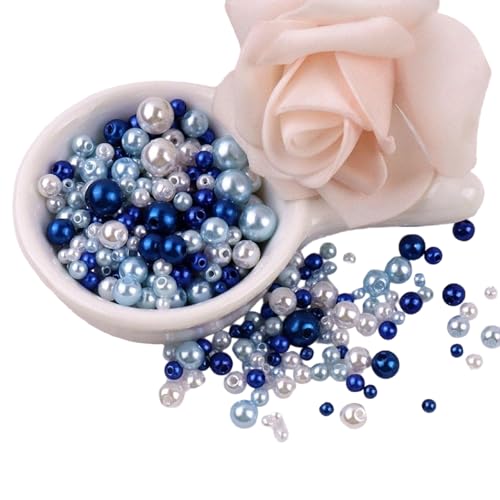 Perlen für Bastelarbeiten, Dekoration, 3 - 8 mm, runde Kunstperlen, Kunstharzperlen für Schmuckherstellung, Brautschmuck, Kleider, Perlenprojekte, 150 Stück von MHADBKH