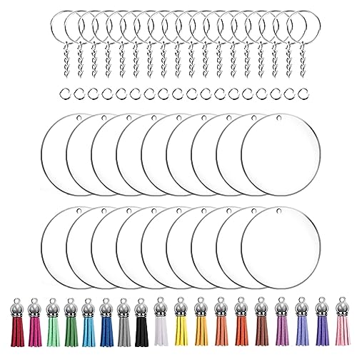 Set mit 72/96 Acryl-Schlüsselanhänger-Rohlingen, Schlüsselanhänger, Hardware-Zubehör zum Basteln, mit Schlüsselringen, Quasten und Biegeringe für DIY Set mit 72/96 Acryl-Schlüsselanhänger-Rohlingen, Schlüsselanhänger, Hardware-Zubehör zum Basteln, mit Schlüsselringen, Quasten und Biegeringe für DIY von MHADBKH