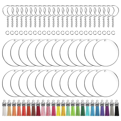 Set mit 72/96 Acryl-Schlüsselanhänger-Rohlingen, Schlüsselanhänger, Hardware-Zubehör zum Basteln, mit Schlüsselringen, Quasten und Biegeringe für DIY Set mit 72/96 Acryl-Schlüsselanhänger-Rohlingen, Schlüsselanhänger, Hardware-Zubehör zum Basteln, mit Schlüsselringen, Quasten und Biegeringe für DIY von MHADBKH