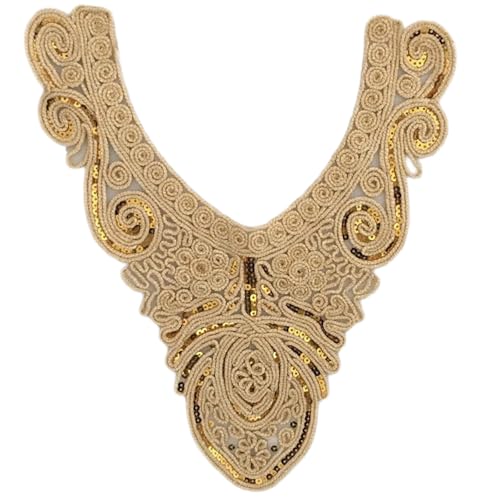 Stylischer Spitzenbesatz, Kragen mit Paillettenapplikationen, zum Aufnähen, für formelle Hochzeitskleider, Nähzubehör Stylischer Spitzenbesatz, Kragen mit Paillettenapplikationen, zum Aufnähen, für formelle Hochzeitskleider, Nähzubehör von MHADBKH