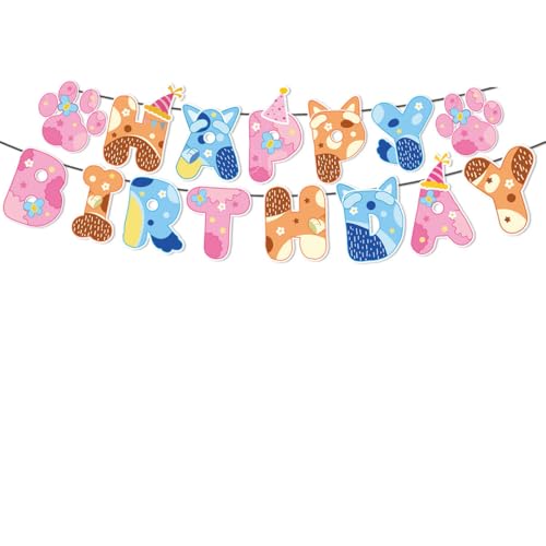 MHDAMAI Happy Birthday Banner,Bluey Dog Geburtstags-Banner Girlande Geburtstag Bunt für Erwachsene und Kinder Geburtstag Party Dekoration von MHDAMAI