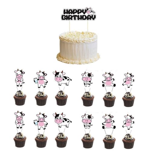 MHDAMAI Kuh Cupcake Topper 25 Stück Alles Gute zum Geburtstag Cupcake Dekorationen für Baby Shower Kuh Bauernhof Tier Zoo Themen Kinder Jungen Mädchen Geburtstag Party Supplies MHDAMAI Kuh Cupcake Topper 25 Stück Alles Gute zum Geburtstag Cupcake Dekorationen für Baby Shower Kuh Bauernhof Tier Zoo Themen Kinder Jungen Mädchen Geburtstag Party Supplies von MHDAMAI