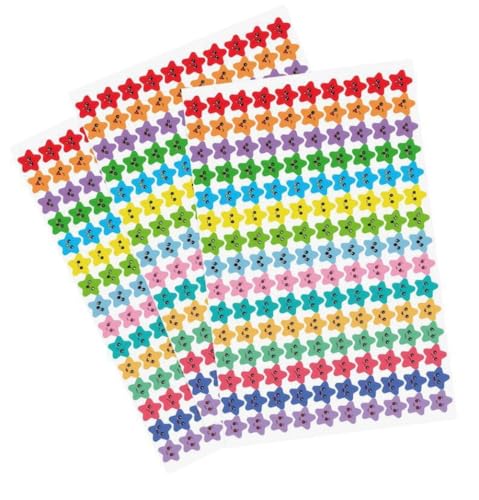 MHDAMAI Smiley Happy Face Aufkleber und Smiley Star Aufkleber 10 Blatt 1500 Stück Motivationsaufkleber Belohnungs Aufkleber für Lehrer, Eltern Kinder Craft Scrap Books Dekoration, Multi Color von MHDAMAI
