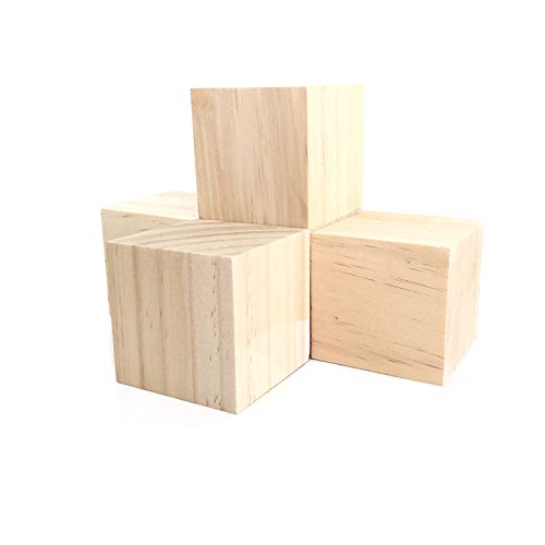 MHUI Kleine Holzwürfel Holzwürfel Natürliche Unfertige Kiefernholzblöcke 6X6x1cm Perfekt Für Kunsthandwerk, Puzzleherstellung (5 Stück),6 * 6 * 4cm(5pcs) von MHUI